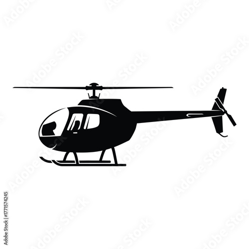 Sleek silhouette of a modern helicopter in flight ready for transportation and aviation projects silhouette