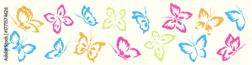 Colorful butterflies – multicolor butterfly silhouettes in pastel tones