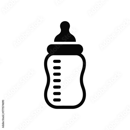 Baby bottle icon illustration for newborn feeding on white background design