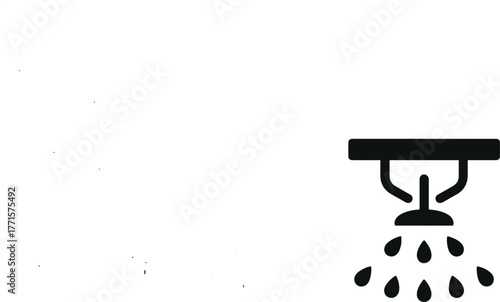 Fire sprinkler system vector icon emitting water droplets representing fire safety and emergency equipment