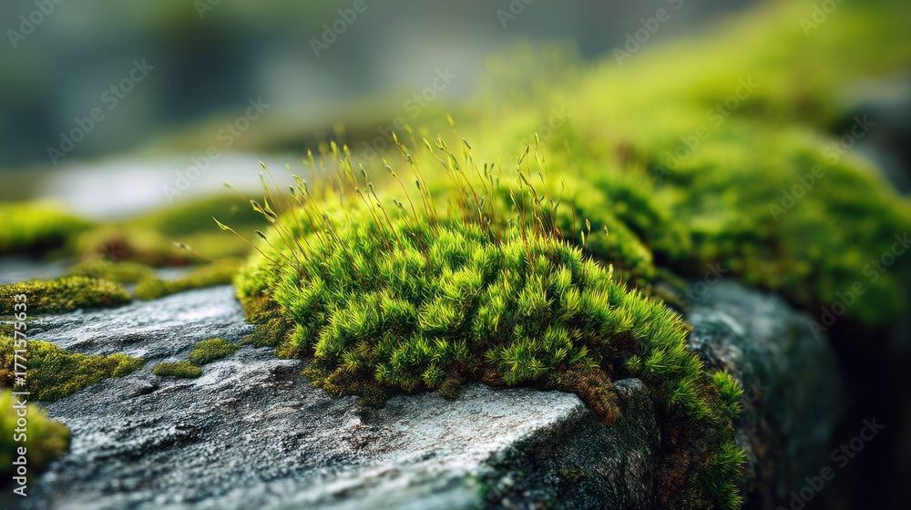 Naklejka premium Green moss stone texture