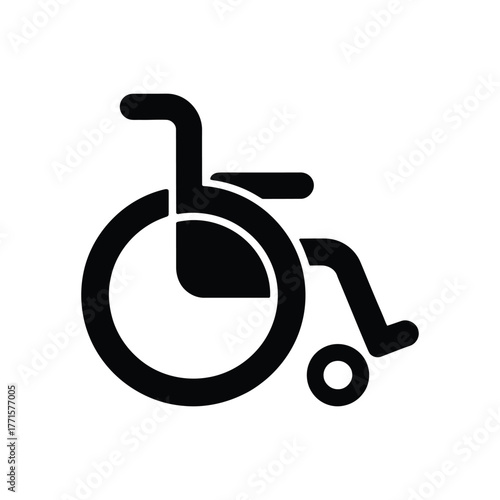 Black wheelchair icon illustration, accessibility symbol on a white background