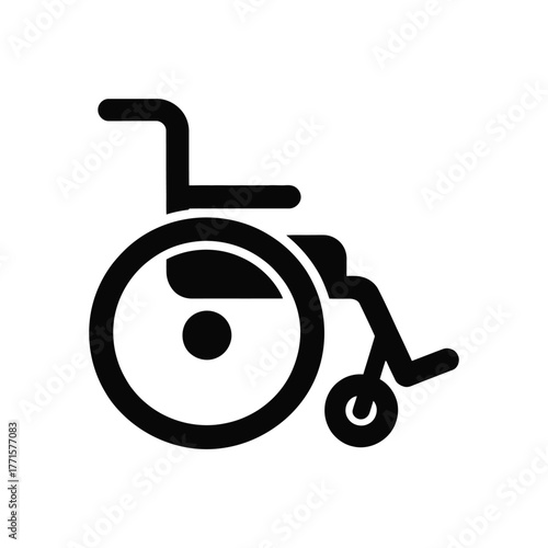 Wheelchair icon vector, black sign for disabled people, healthcare accessibility symbol