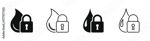 Water lock vector icons collection. Water security signs. Aqua access safety designs