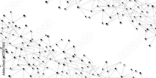 Technology abstract white digital background of connected dot with black line .many squares and rectangle shapes .Internet connection network high digital technology with connecting points and