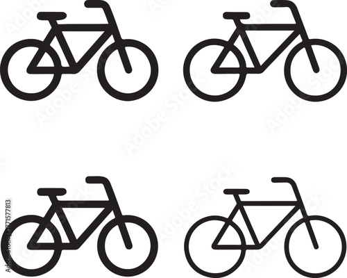 Isolated bicycle icons, bicycle icon set with solid, line, outline, minimal thin stroke styles, transport two wheeler, editable vector bicycle art, perfect for buyers
