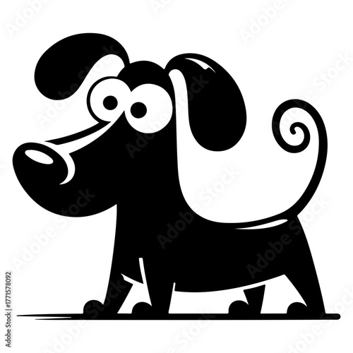 dachshund funny dog silhouette vector.