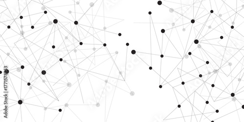 Technology abstract white digital background of connected dot with black line .many squares and rectangle shapes .Internet connection network high digital technology with connecting points and