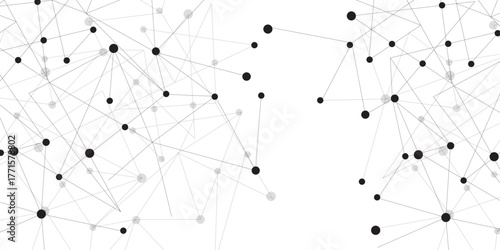 Technology abstract white digital background of connected dot with black line .many squares and rectangle shapes .Internet connection network high digital technology with connecting points and