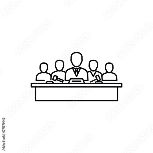 Jury Deliberation Outline Icon Set Legal Process Symbol Concept