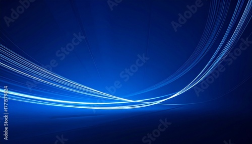 Blue Light Trails: Abstract Motion and Futuristic Energy