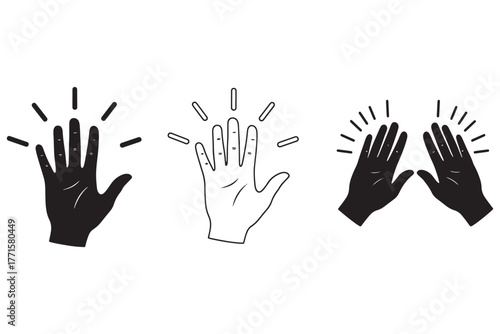 A collection of high five illustrations isolated on white background, perfect for celebrating success, teamwork, and positive reinforcement