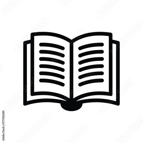 Open book icon, education, library, knowledge, learning, literature, illustration on white