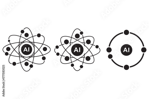 Aluminum atom diagrams with electron configurations showing different arrangements isolated on white background