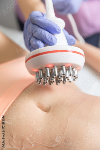 Rf skin tightening. Vacuum massage. Hardware cosmetology. Body care. Non surgical body sculpting. anti-cellulite and anti-fat therapy in beauty salon.