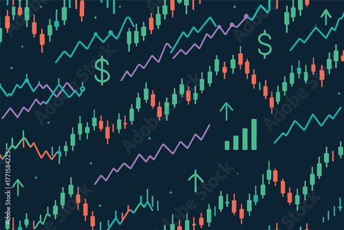 Stock market or forex trading graph. Chart in financial market vector illustration Abstract finance background.