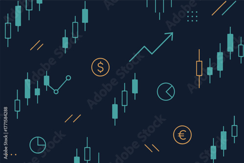 Stock market or forex trading graph. Chart in financial market vector illustration Abstract finance background.