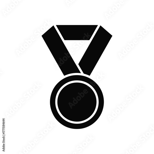 Black medal icon illustration on a white background for stock imagery