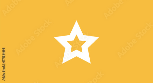 A white star nested inside a larger star on a yellow background