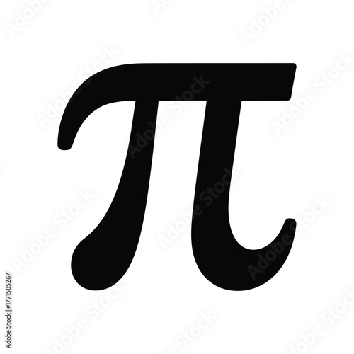 Pi symbol icon in black on a white background for math