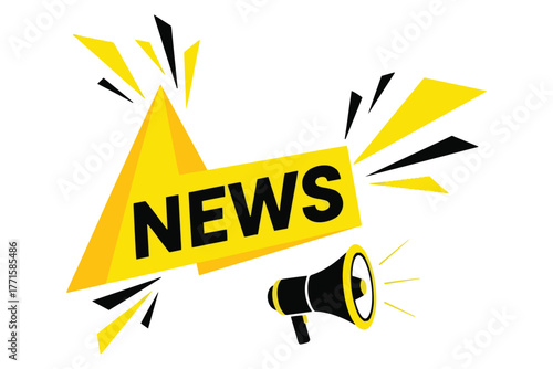 News announcement with megaphone isolated on white background, broadcasting important updates and information to the public through various channels and platforms effectively