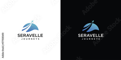 logo design for traveling by plane is made with lines, a design for a luxurious, elegant and simple business.