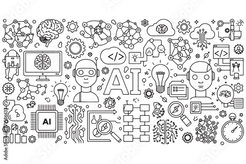 Artificial intelligence concept isolated on white background a visual representation of ais transformative power across various industries