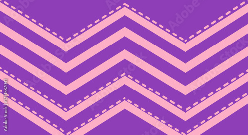 Abstract purple and pink zig-zag pattern with dashed lines