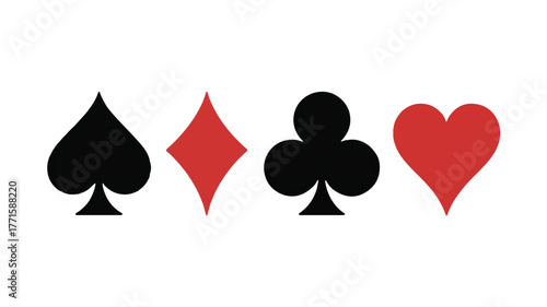 Playing Card Suit Symbols Isolated on White Background for Casino Game