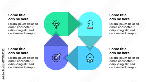 Infographic template. Loop with 4 paper arrows