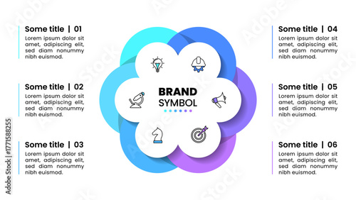 Infographic template. Circle with 6 steps and icons