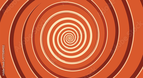 A spiraling optical illusion in shades of orange and cream, drawing the eye inwards