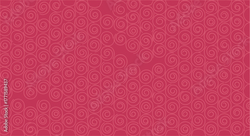 A vibrant, pink background featuring a repeating pattern of light pink swirl designs