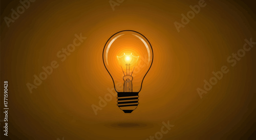 A glowing lightbulb against a gradient orange background, symbolizing idea and innovation