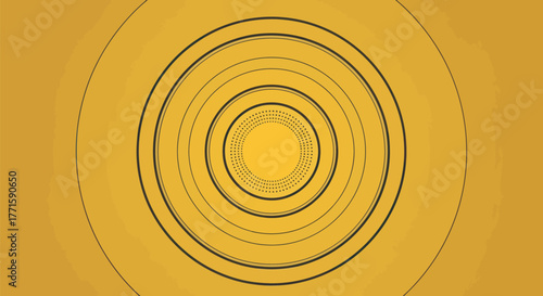 Concentric black circles on a yellow gradient background, forming a target-like design