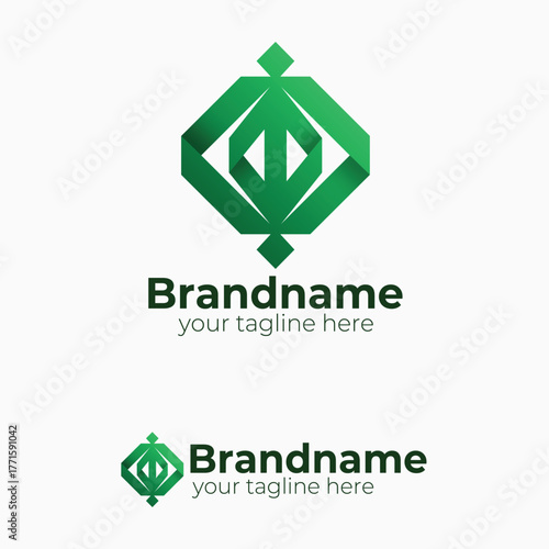 Abstract Geometric Diamond Arrow Up Ribbon Logo Design Vector Template for Financial Investment Growth Consulting Technology Business Branding Identity Icon