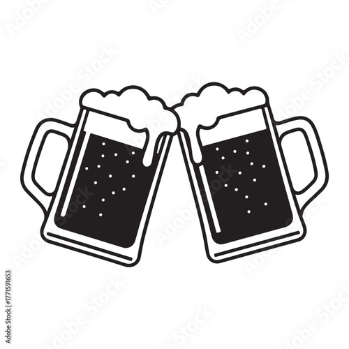 Beer mug icon vector art, Beer mug silhouette, Beer mug outline vector 