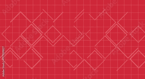 Red background with grid and overlaid diamond and zig-zag patterns