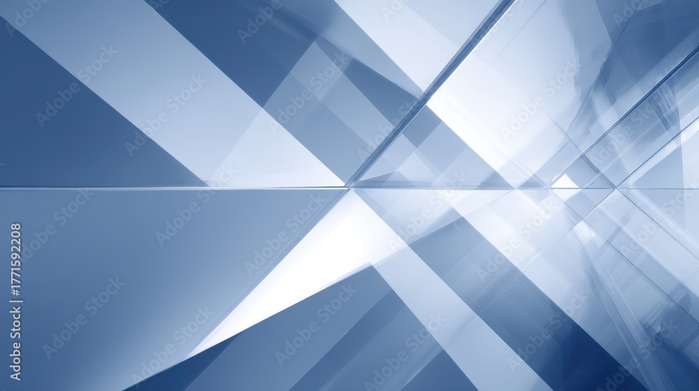 Obraz premium Abstract Blue Geometric Glass Planes Creating Futuristic Architectural Perspective.