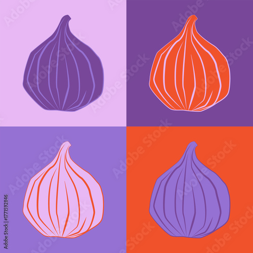 Minimal fig pop art illustration in modern flat style