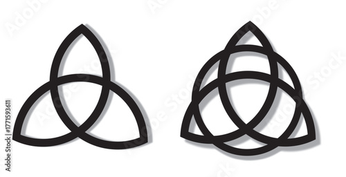 Ancient celtic trinity knot symbol icon set. Celtic trinity symbols. Triquetra icon set. Celtic knot symbol in on transparent background
