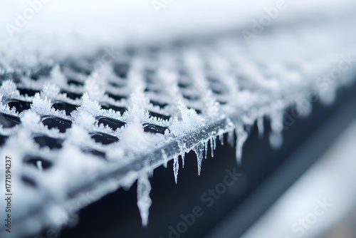 Frozen Gutter Guard in Winter