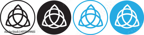Ancient celtic trinity knot symbol icon set. Celtic trinity symbols. Triquetra icon set. Celtic knot symbol in on transparent background
