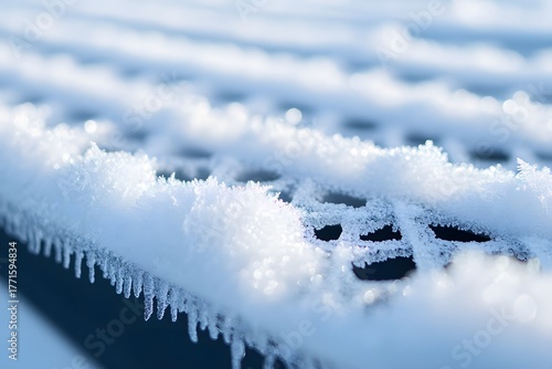 Frozen Gutter Guard in Winter