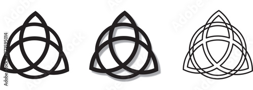 Ancient celtic trinity knot symbol icon set. Celtic trinity symbols. Triquetra icon set. Celtic knot symbol in on transparent background
