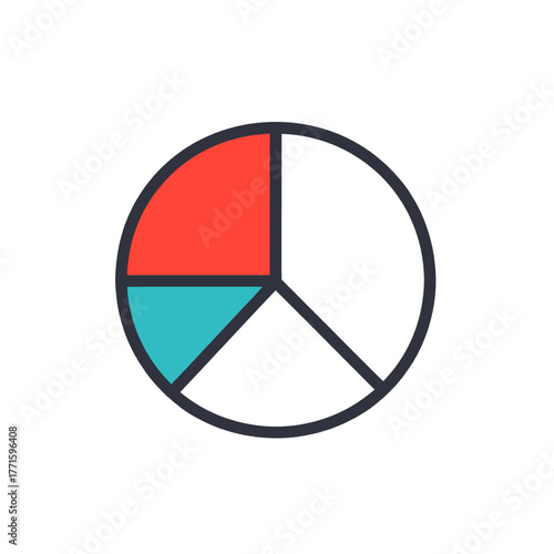 Free Download Simple Pie Chart with Red and Teal Sections on White Background - GFXLoad
