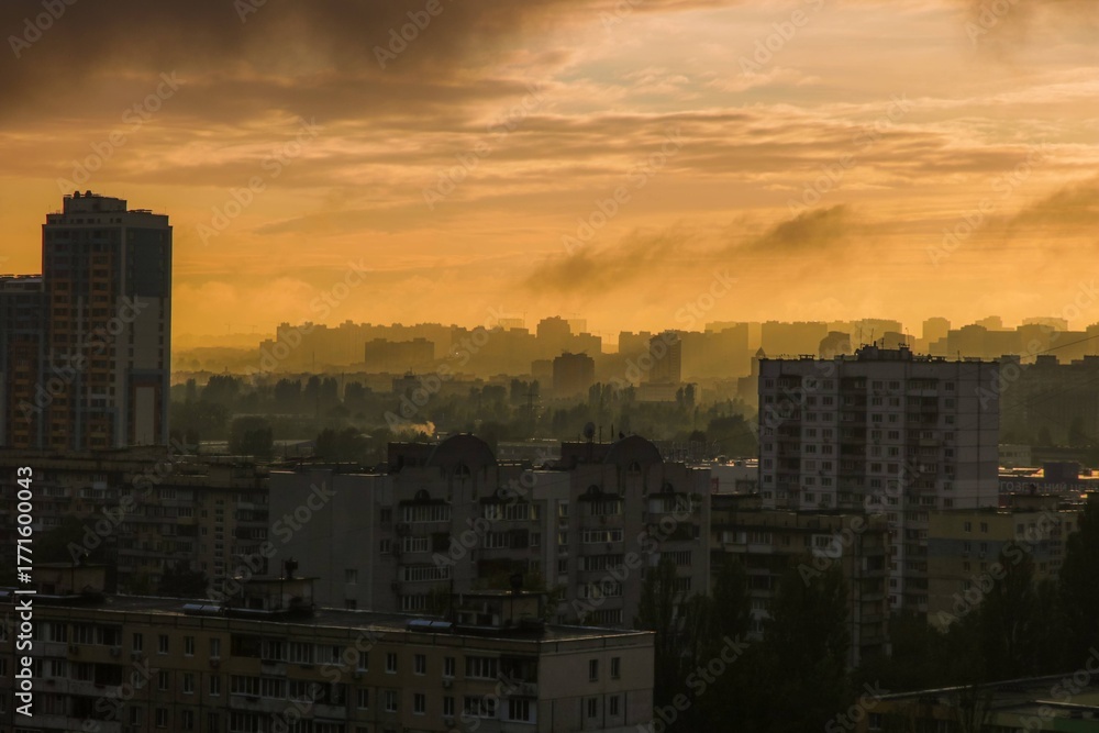 Fototapeta premium Landscape polluted air Kyiv