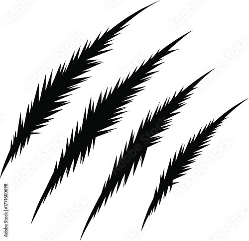 Black claw marks scratching dynamic grunge texture effect isolated graphic element