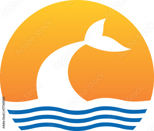 mermaid tail beach abstract logo