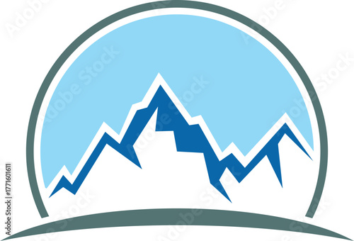 vector illustration of an abstract background with a mountain on mountain sun and water vector logo